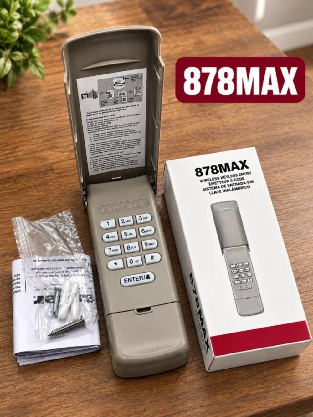 LiftMaster 878MAX Wireless Garage Door Keypad Keyless Entry System NEW .